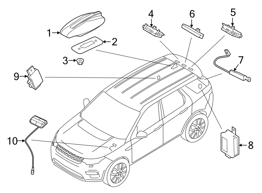 Diagram ANTENNA. for your 2023 Land Rover Range Rover Evoque  R-Dynamic SE Sport Utility 