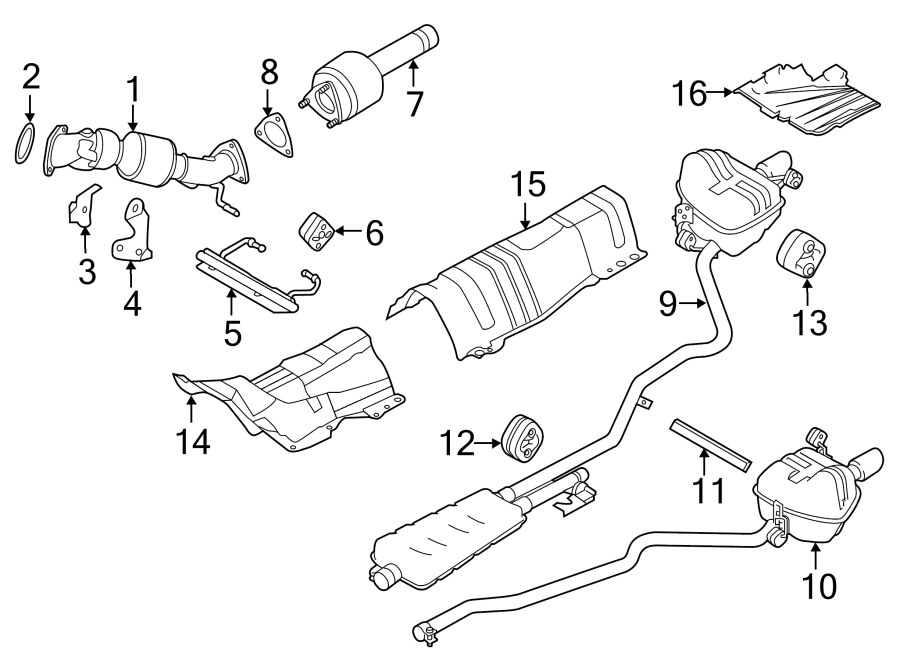 Diagram EXHAUST SYSTEM. EXHAUST COMPONENTS. for your 2022 Land Rover Range Rover Evoque  R-Dynamic S Sport Utility 