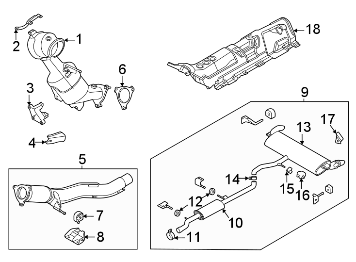 Diagram Exhaust system. Exhaust components. for your 2020 Land Rover Range Rover Evoque   