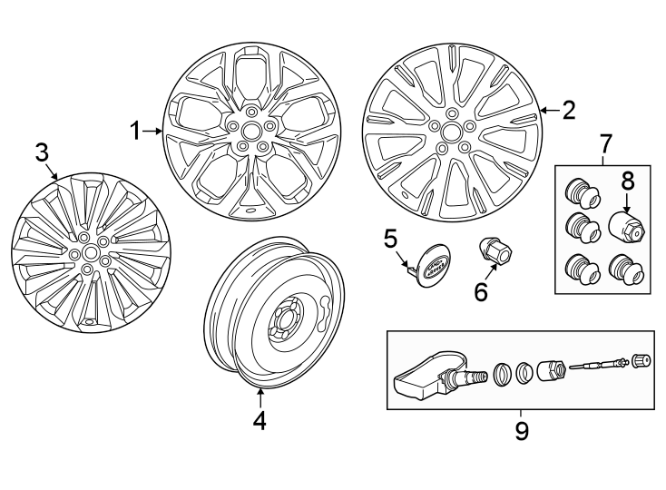 Diagram WHEELS. for your 2019 Land Rover Range Rover Sport   