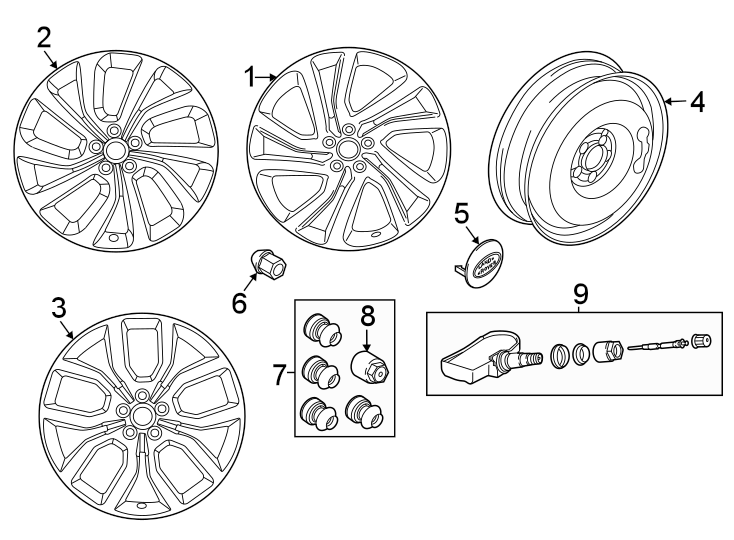 Diagram WHEELS. for your 2018 Land Rover Discovery Sport   