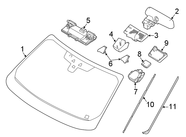 Diagram Windshield. Glass. Reveal moldings. for your Land Rover LR2  