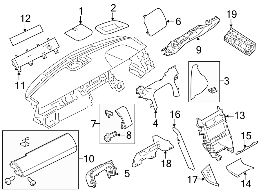 Diagram INSTRUMENT PANEL COMPONENTS. for your Land Rover LR2  