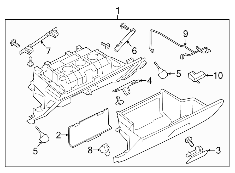 Diagram INSTRUMENT PANEL. GLOVE BOX. for your Land Rover LR2  