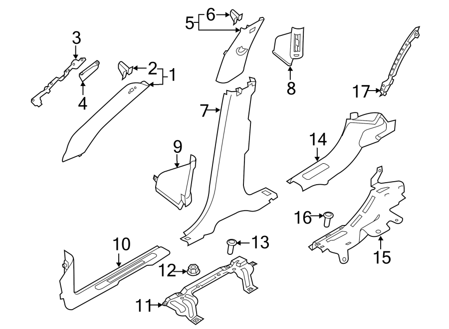 Diagram PILLARS. ROCKER & FLOOR. INTERIOR TRIM. for your 2020 Land Rover Defender 110 3.0L 6 cylinder MILD HYBRID EV-GAS (MHEV) A/T X Sport Utility 