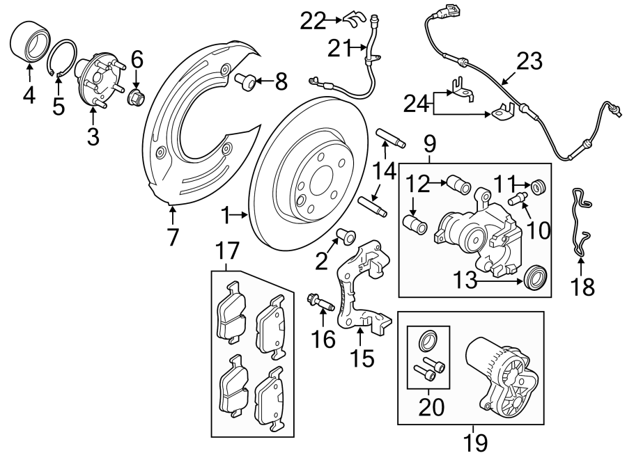 Diagram REAR SUSPENSION. BRAKE COMPONENTS. for your Land Rover Range Rover Sport  