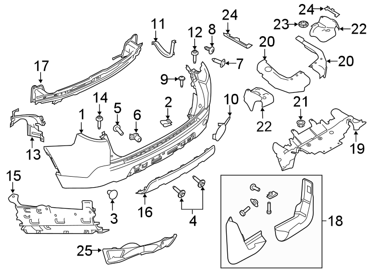 Diagram REAR BUMPER. BUMPER & COMPONENTS. for your 2015 Land Rover Discovery Sport  HSE Sport Utility 