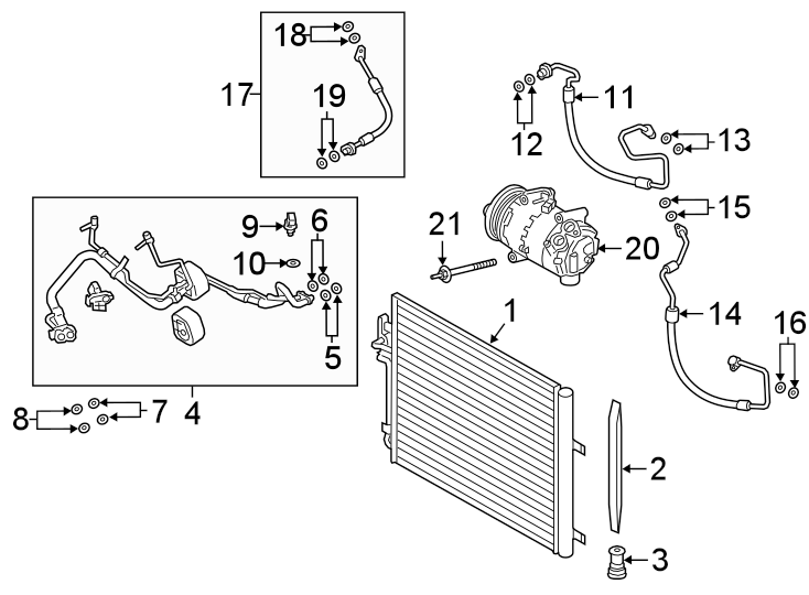 Diagram AIR CONDITIONER & HEATER. COMPRESSOR & LINES. CONDENSER. for your 1996 Land Rover