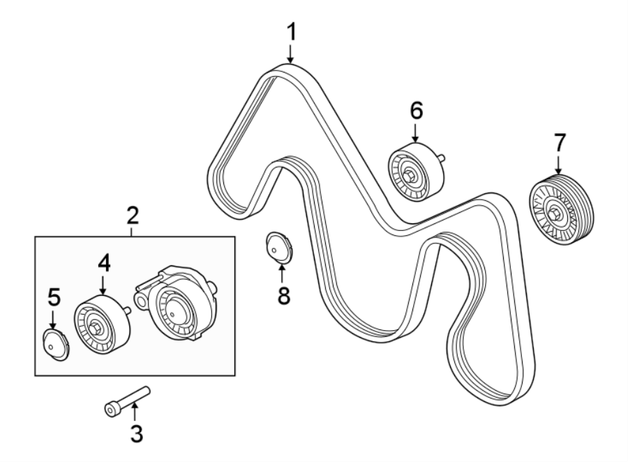 Diagram BELTS & PULLEYS. for your 2020 Land Rover Range Rover Evoque  R-Dynamic SE Sport Utility 