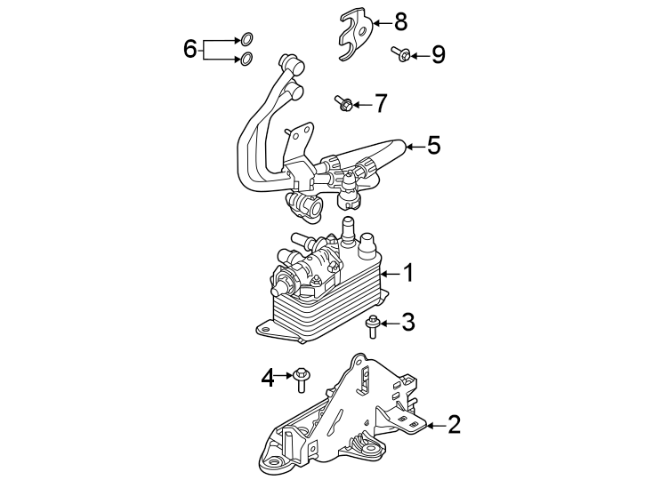 Diagram TRANS oil cooler. for your 2023 Land Rover Range Rover Velar 3.0L 6 cylinder MILD HYBRID EV-GAS (MHEV) A/T R-Dynamic S Sport Utility 