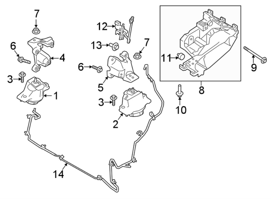 Diagram ENGINE & TRANS MOUNTING. for your 2022 Land Rover Range Rover Evoque  R-Dynamic SE Sport Utility 