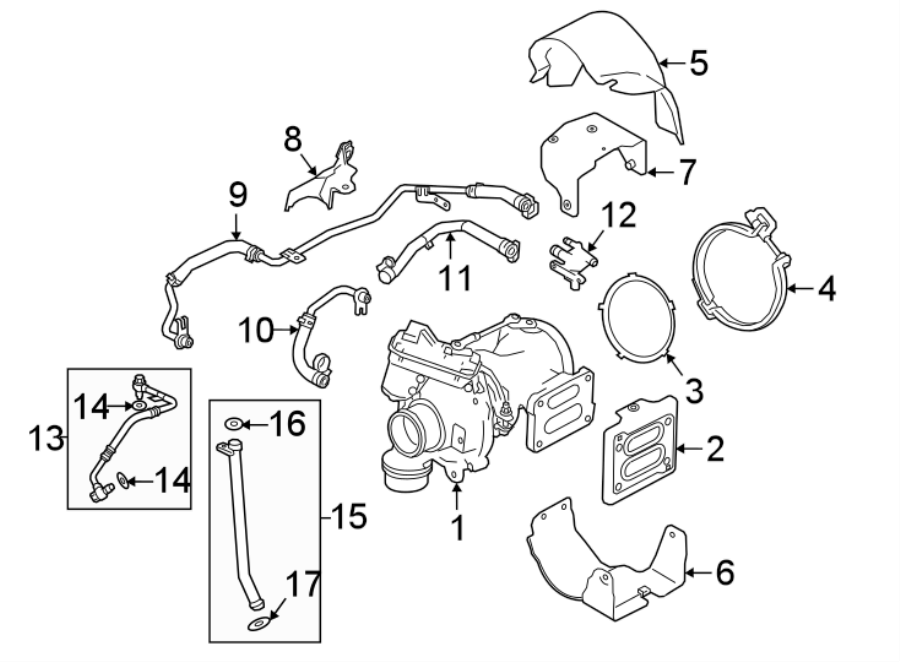 Diagram TURBOCHARGER. for your 2019 Land Rover Range Rover Velar  R-Dynamic HSE Sport Utility 