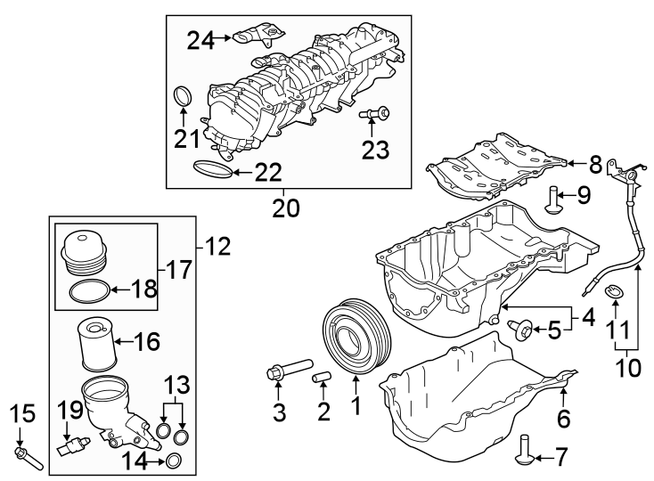 Diagram ENGINE PARTS. for your Land Rover Range Rover Velar  