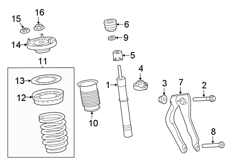 Diagram Front suspension. Struts & components. for your 2018 Land Rover Discovery  SE Sport Utility 