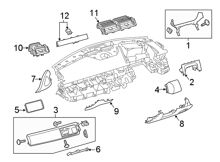 Diagram INSTRUMENT PANEL COMPONENTS. for your 2014 Land Rover LR2   