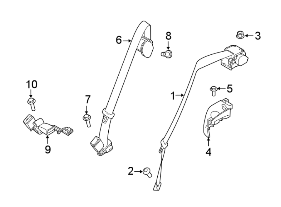 Diagram RESTRAINT SYSTEMS. REAR SEAT BELTS. for your 2022 Land Rover Range Rover Velar 3.0L 6 cylinder MILD HYBRID EV-GAS (MHEV) A/T R-Dynamic S Sport Utility 