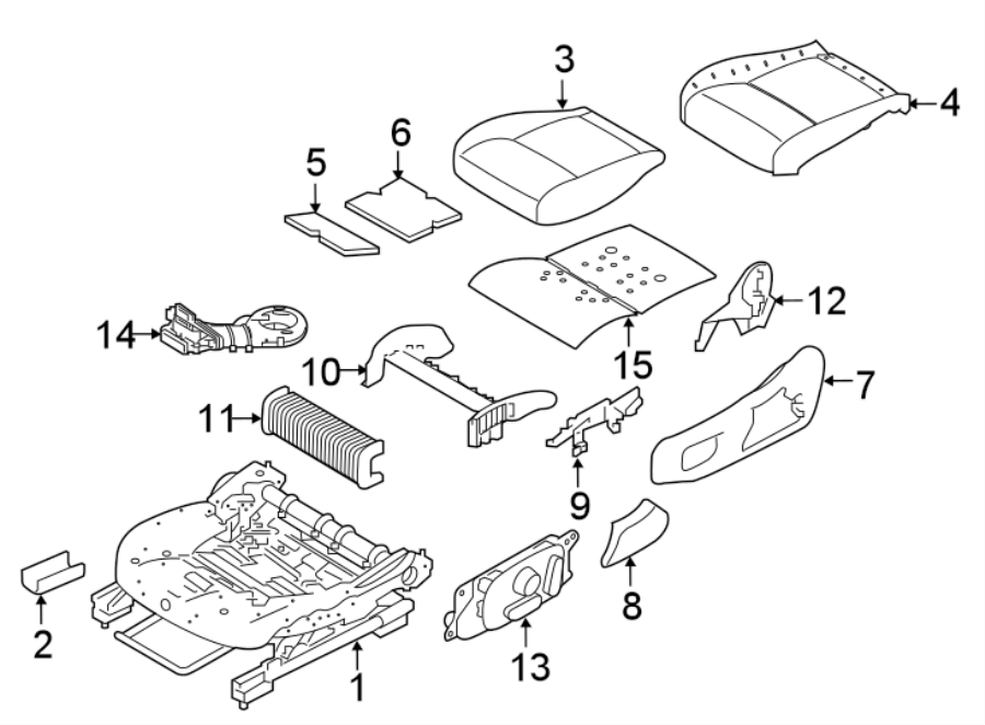 Diagram SEATS & TRACKS. DRIVER SEAT COMPONENTS. for your 2018 Land Rover Range Rover Velar 3.0L V6 A/T SE Sport Utility 