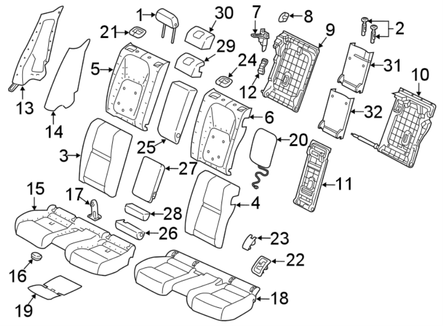 Diagram SEATS & TRACKS. REAR SEAT COMPONENTS. for your 2022 Land Rover Range Rover   