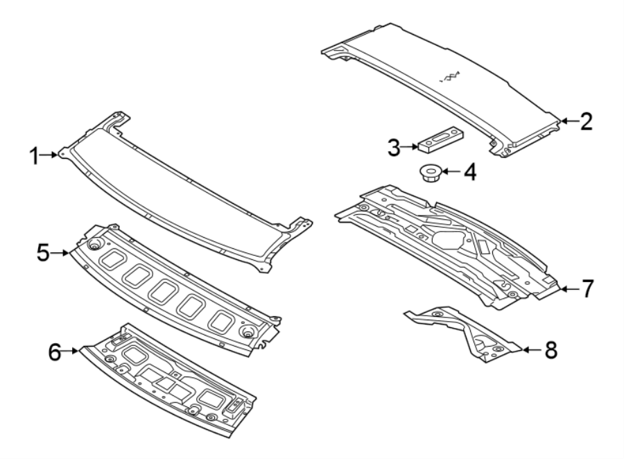 Diagram ROOF & COMPONENTS. for your 2023 Land Rover Range Rover Velar 3.0L 6 cylinder MILD HYBRID EV-GAS (MHEV) A/T R-Dynamic S Sport Utility 