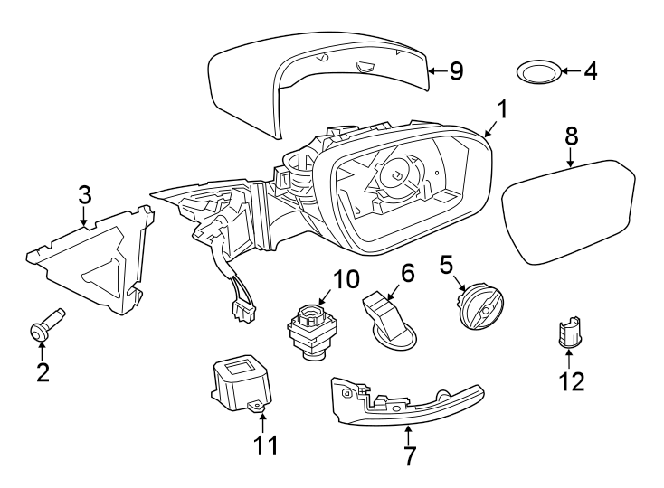 Diagram FRONT DOOR. OUTSIDE MIRRORS. for your 2018 Land Rover Range Rover Velar 3.0L V6 A/T SE Sport Utility 