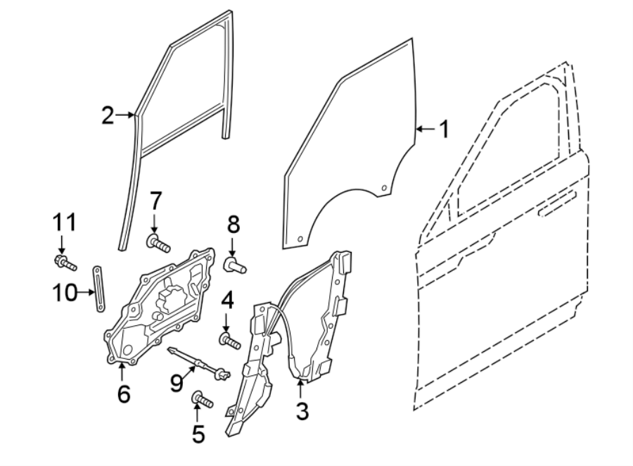 Diagram FRONT DOOR. GLASS & HARDWARE. for your 2018 Land Rover Range Rover Velar   