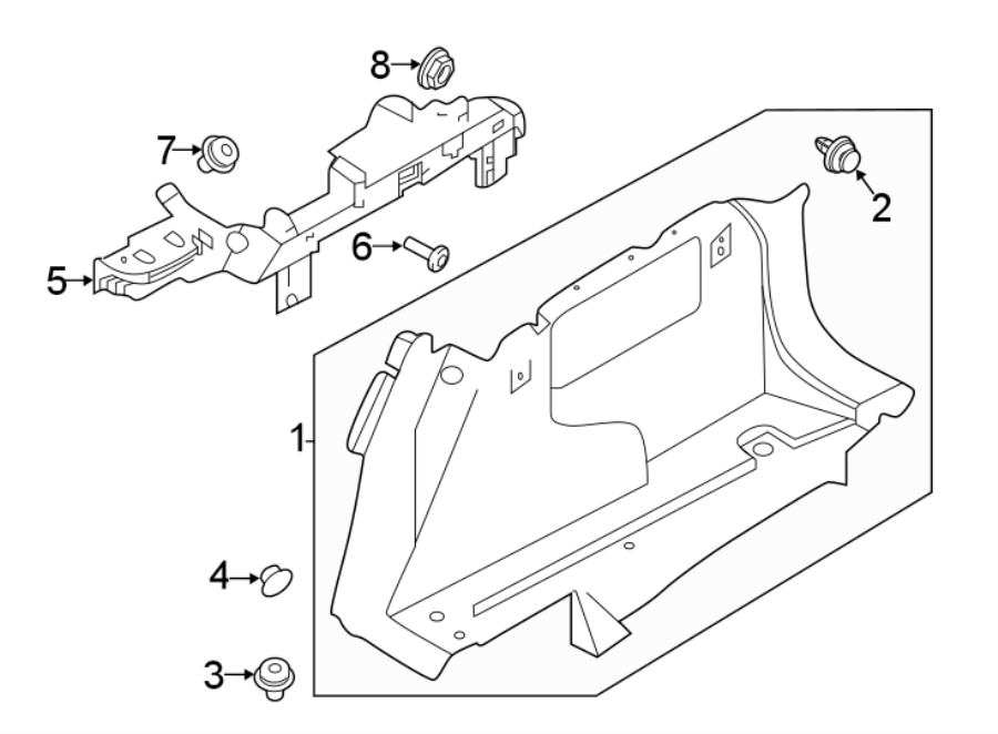 Diagram QUARTER PANEL. INTERIOR TRIM. for your 2018 Land Rover Range Rover Velar   