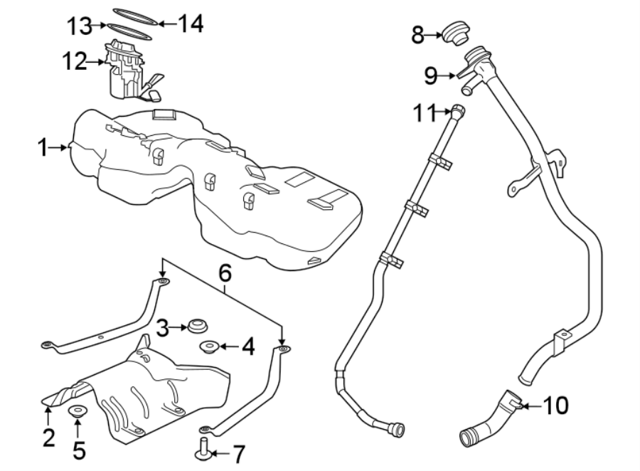 Diagram FUEL SYSTEM COMPONENTS. for your 2018 Land Rover Range Rover Velar   