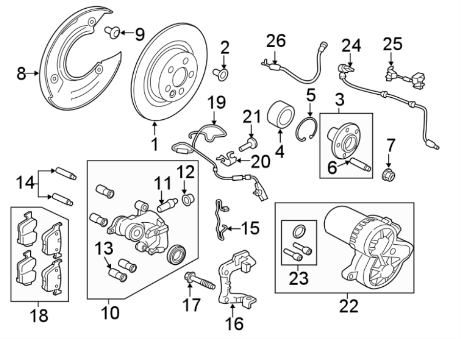 Diagram REAR SUSPENSION. BRAKE COMPONENTS. for your 2019 Land Rover Range Rover Evoque   