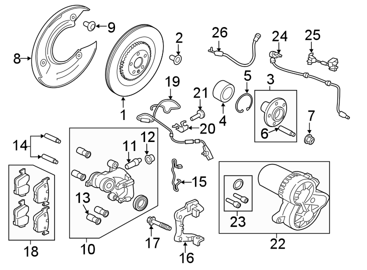 Diagram REAR SUSPENSION. BRAKE COMPONENTS. for your 2019 Land Rover Range Rover Evoque   