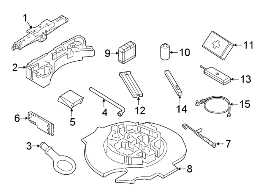 Diagram REAR BODY & FLOOR. JACK & COMPONENTS. for your Land Rover
