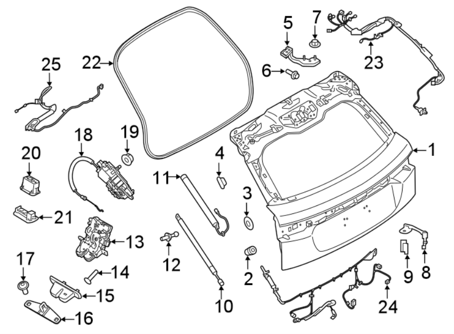 Diagram GATE & HARDWARE. for your 2018 Land Rover Range Rover Velar 3.0L V6 A/T S Sport Utility 