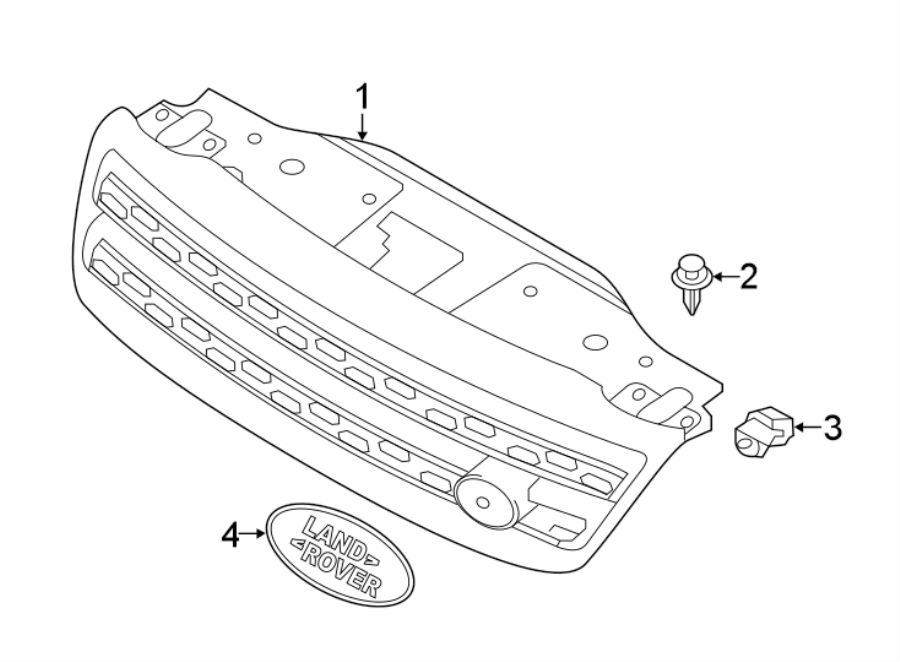 Diagram FRONT BUMPER & GRILLE. GRILLE & COMPONENTS. for your 2018 Land Rover Range Rover  Supercharged Sport Utility 