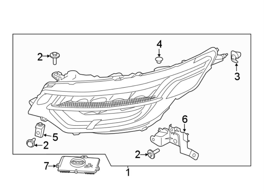 Diagram FRONT LAMPS. HEADLAMP COMPONENTS. for your 2018 Land Rover Range Rover  Supercharged Sport Utility 