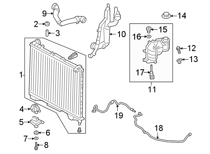 Diagram Radiator & components. for your 2015 Land Rover LR4   