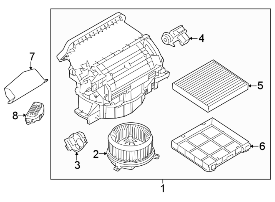 Diagram AIR CONDITIONER & HEATER. BLOWER MOTOR & FAN. for your 2017 Land Rover Discovery  SE Sport Utility 