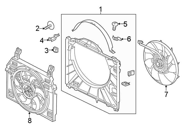 Diagram Cooling fan. for your 2021 Land Rover Range Rover Sport  SVR Sport Utility 