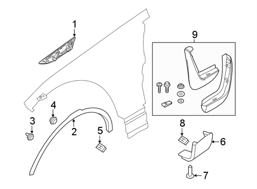 Diagram FENDER. EXTERIOR TRIM. for your 2016 Land Rover LR4  HSE Sport Utility 