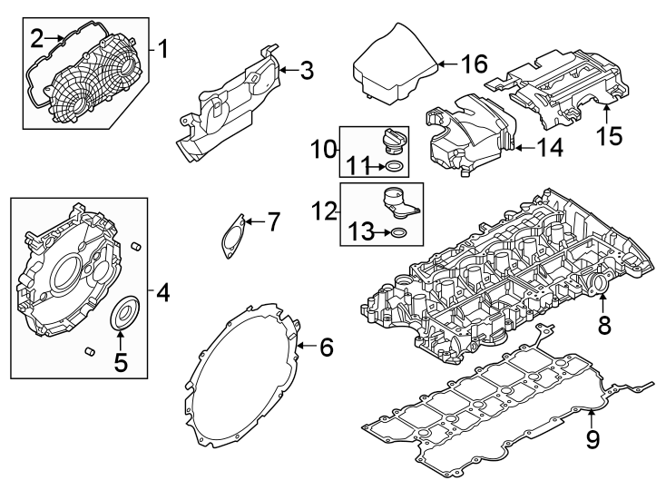 Diagram Valve & timing covers. for your 2019 Land Rover Range Rover Evoque  SE Dynamic Convertible 