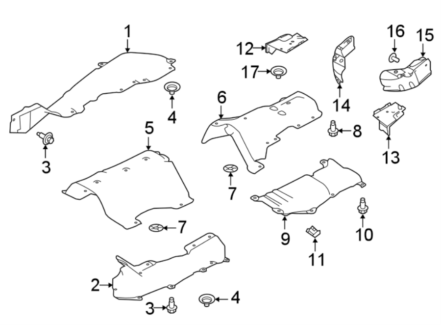 Diagram EXHAUST SYSTEM. HEAT SHIELDS. for your 2023 Land Rover Range Rover Velar   