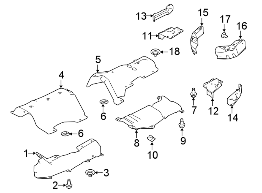 Diagram EXHAUST SYSTEM. HEAT SHIELDS. for your 2018 Land Rover Range Rover   