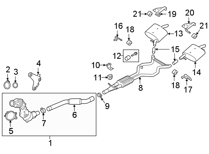 Diagram Exhaust system. Exhaust components. for your 2019 Land Rover Range Rover Velar   