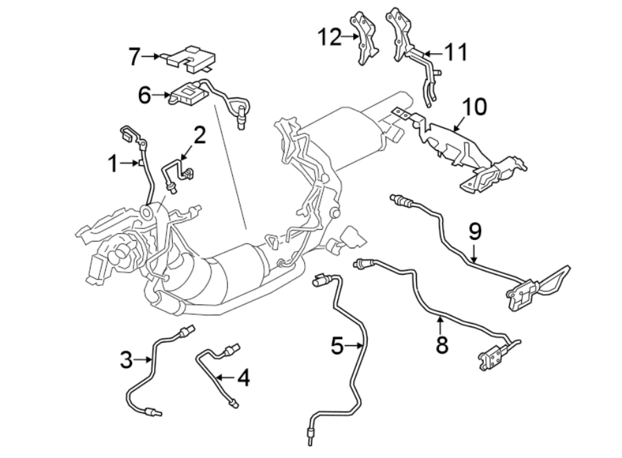 Diagram EMISSION SYSTEM. EMISSION COMPONENTS. for your 2018 Land Rover Range Rover Velar  R-Dynamic SE Sport Utility 