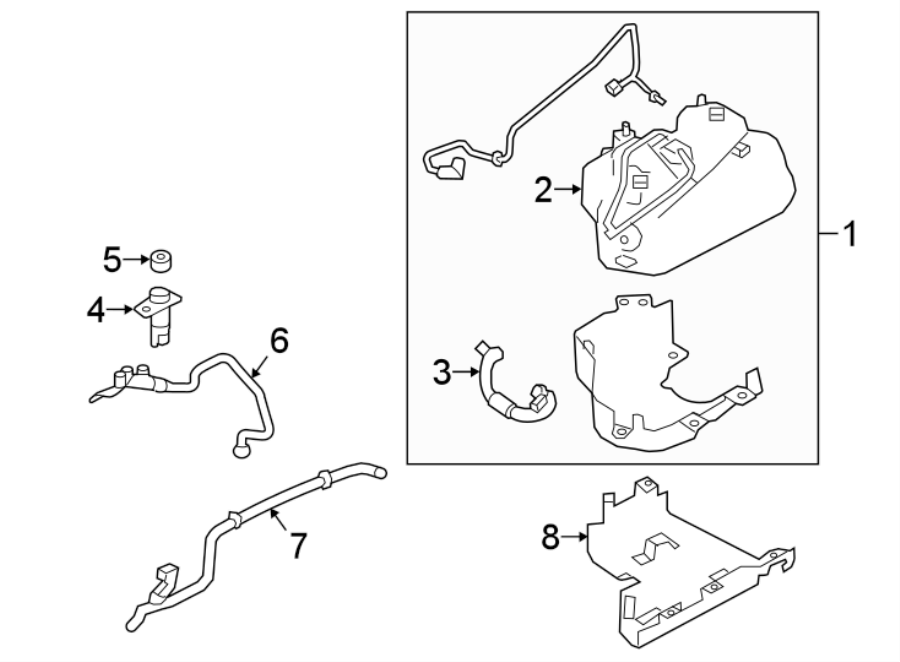 Diagram EMISSION SYSTEM. EMISSION COMPONENTS. for your 2020 Land Rover Range Rover Sport  HST Sport Utility 