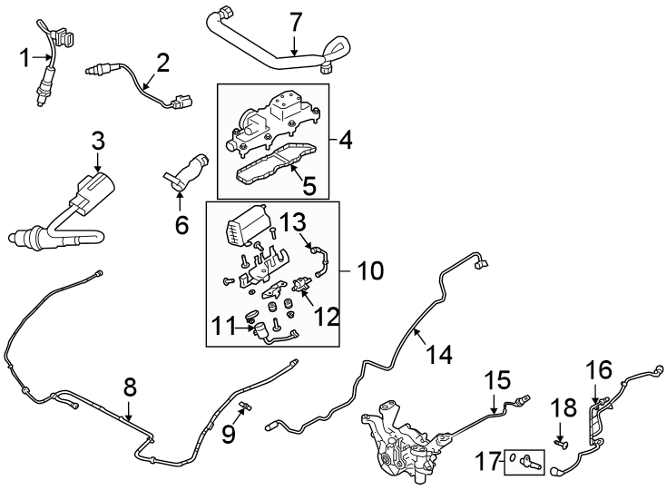 Diagram Emission system. Emission components. for your Land Rover