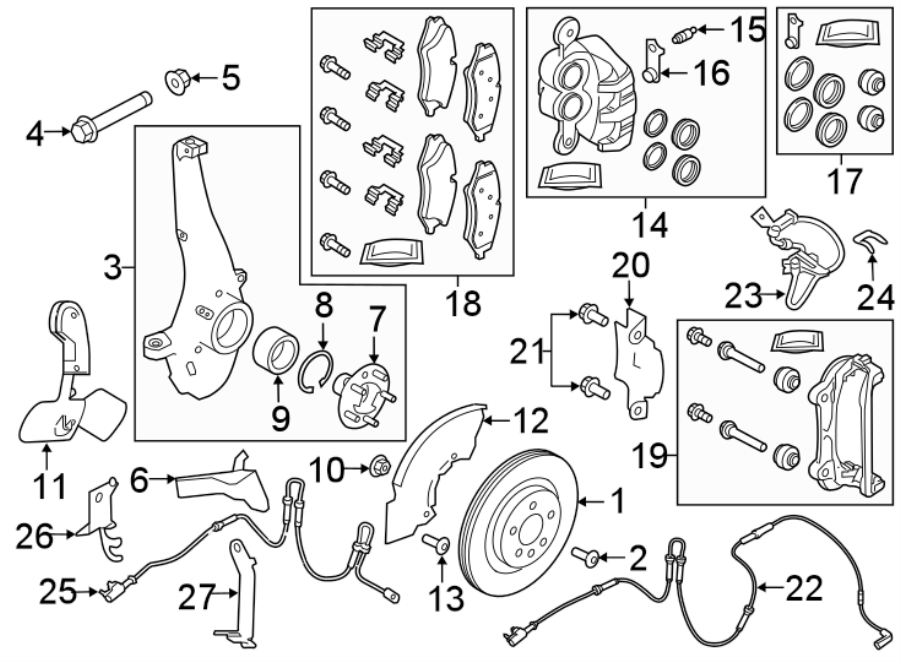 Diagram FRONT SUSPENSION. BRAKE COMPONENTS. for your 2013 Land Rover