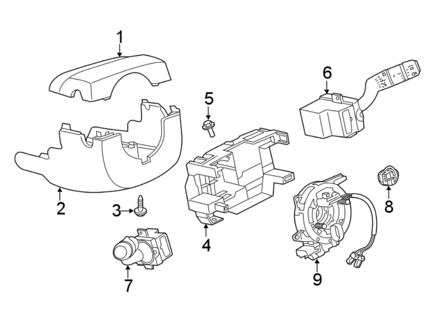 Diagram STEERING COLUMN. SHROUD. SWITCHES & LEVERS. for your Land Rover