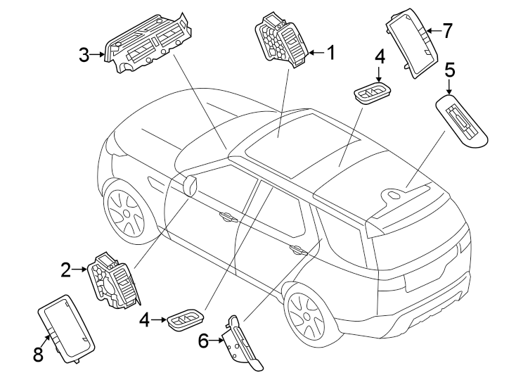 Diagram INSTRUMENT PANEL. DUCTS. for your Land Rover