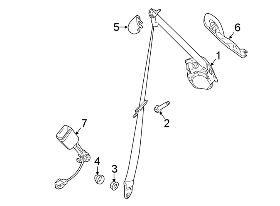 Diagram RESTRAINT SYSTEMS. THIRD ROW SEAT BELTS. for your Land Rover