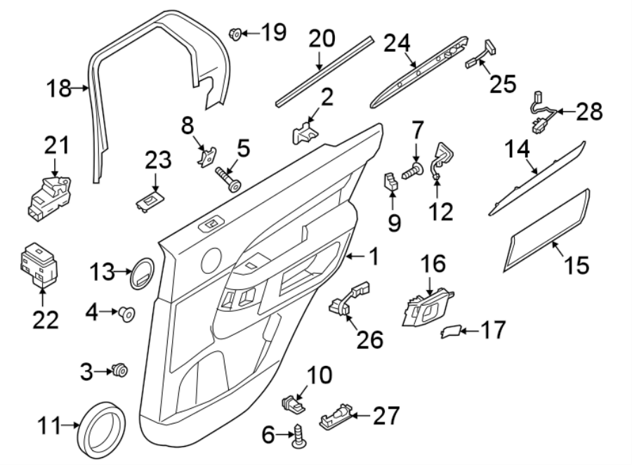 Diagram REAR DOOR. INTERIOR TRIM. for your 1996 Land Rover