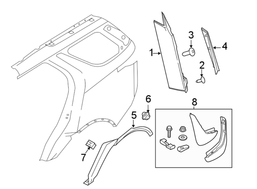 Diagram QUARTER PANEL. EXTERIOR TRIM. for your 2016 Land Rover LR4  HSE Sport Utility 